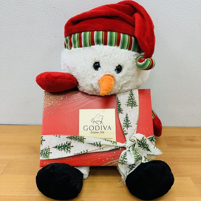 SNOW MAN WITH GODIVA CHOCOLATES