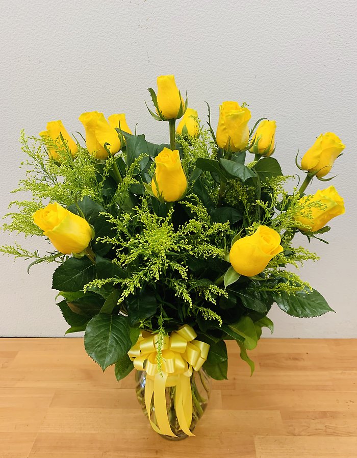 Dozen Yellow Rose Floral Arrangement