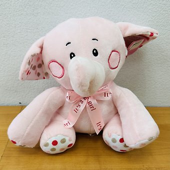 Pink Elephant Rattle Plush