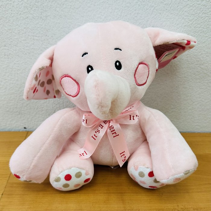 Pink Elephant Rattle Plush