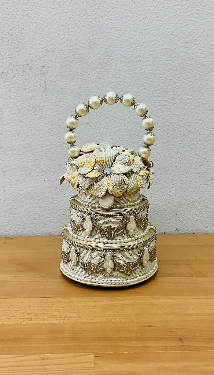 Mary Frances I Do Beaded Wedding Cake Top Handle Bridal Bag