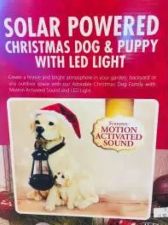 Adorable Christmas Dog & Puppy W. LED Light (Motion Activated)