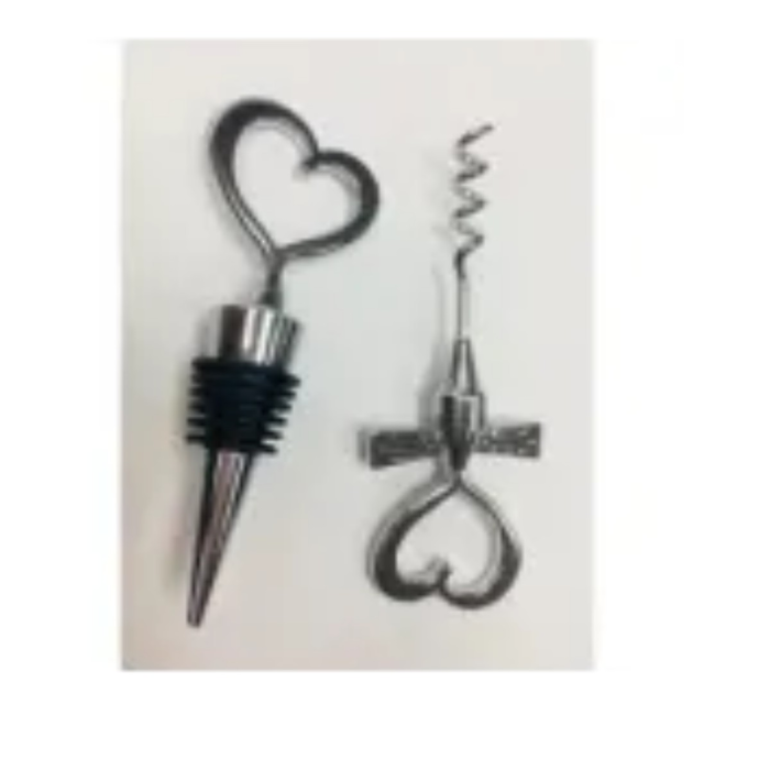 Heart Shaped Wine Corkscrew &amp; Stopper Set