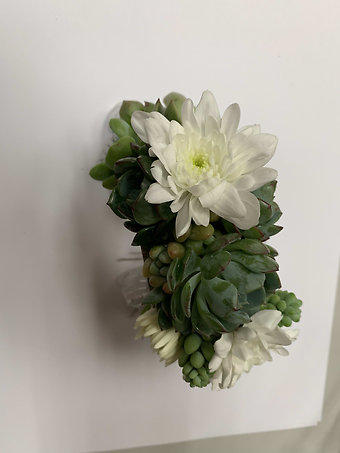 Succulent & White Pompon Cuff