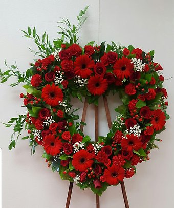 Red Sympathy Heart Wreath
