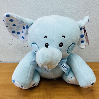 Blue Elephant Rattle Plush