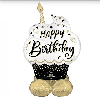 JUMBO HAPPY BIRTHDAY CUPCAKE BALLOON DECOR (52\" height)