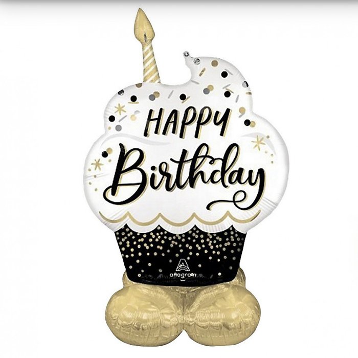 JUMBO HAPPY BIRTHDAY CUPCAKE BALLOON DECOR (52\" height)
