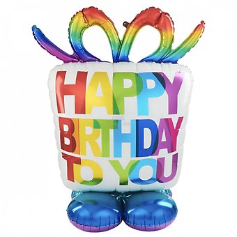 JUMBO HAPPY BIRTHDAY PRESENT BALLOON DECOR (50\" height)