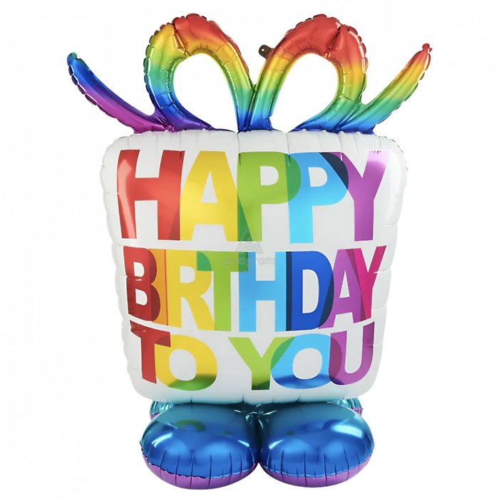 JUMBO HAPPY BIRTHDAY PRESENT BALLOON DECOR (50\" height)
