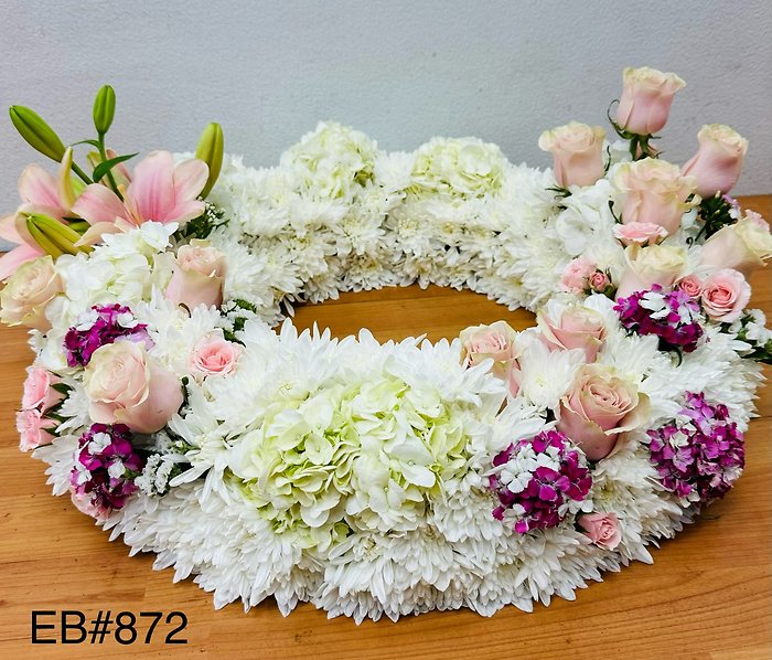 White & Pink Cremation Wreath